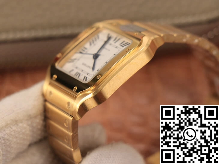 Cartier De Santos WSSA0010 BV Factory 18K Gold White Dial
