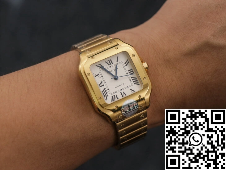 Cartier De Santos WSSA0010 BV Factory 18K Gold White Dial
