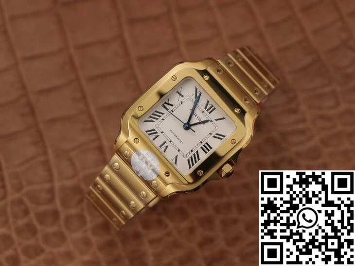 Cartier De Santos WSSA0010 BV Factory 18K Gold White Dial