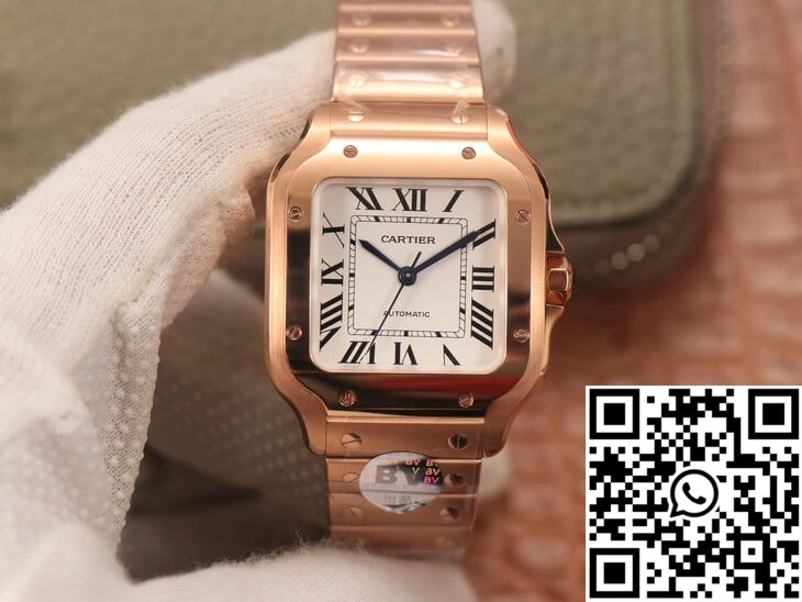 Cartier De Santos WSSA0010 BV Factory 18K Rose Gold White Dial