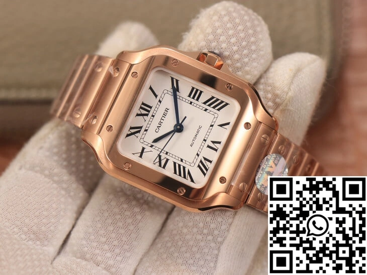 Cartier De Santos WSSA0010 BV Factory 18K Rose Gold White Dial