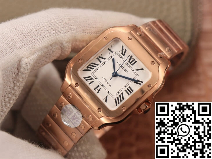 Cartier De Santos WSSA0010 BV Factory 18K Rose Gold White Dial
