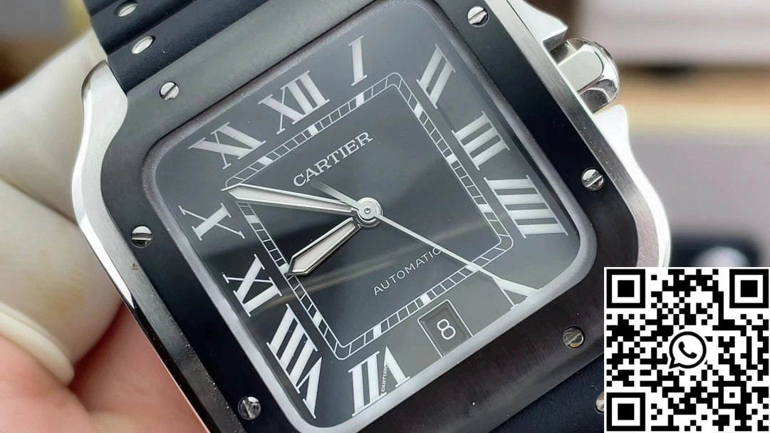 Cartier De Santos WSSA0037 BV Factory Black Dial Rubber Band