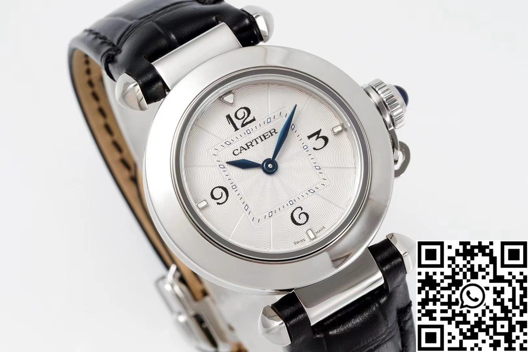 Cartier Pasha CRWGPA0018 AF Factory 30mm Silver Dial Stainless Steel Black Leather Band