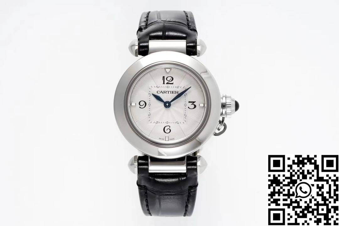 Cartier Pasha CRWGPA0018 AF Factory 30mm Silver Dial Stainless Steel Black Leather Band