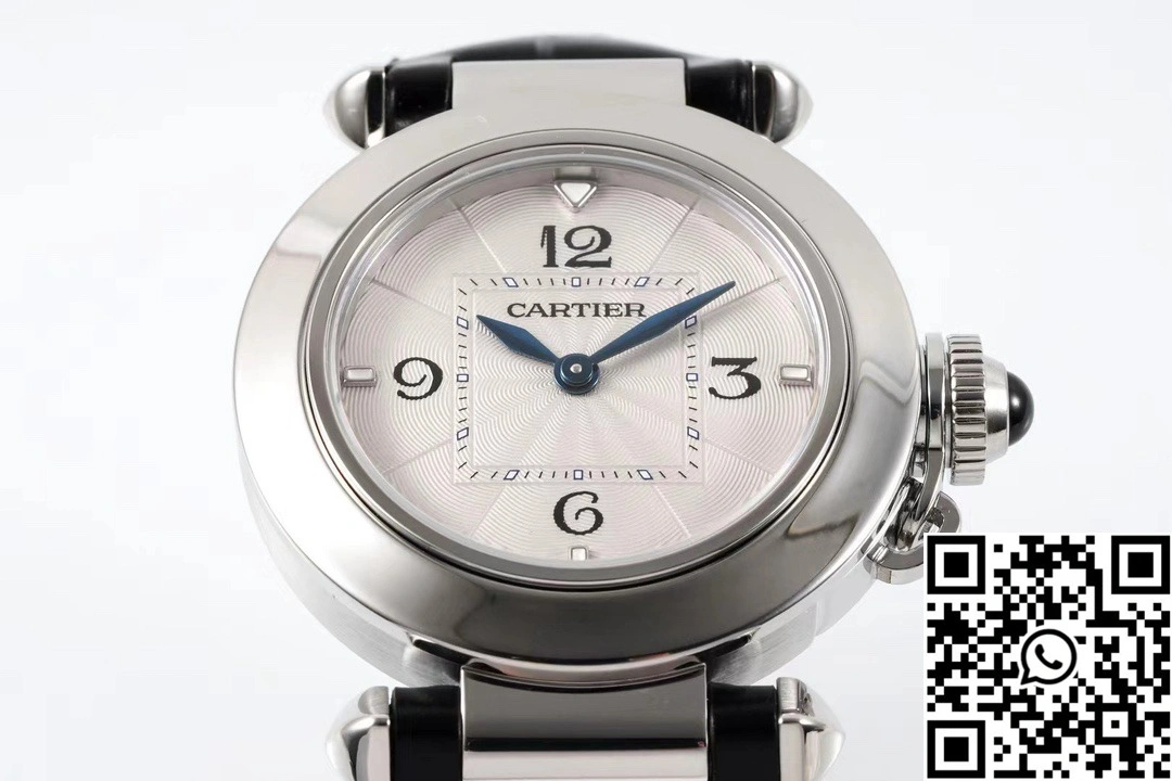 Cartier Pasha CRWGPA0018 AF Factory 30mm Silver Dial Stainless Steel Black Leather Band