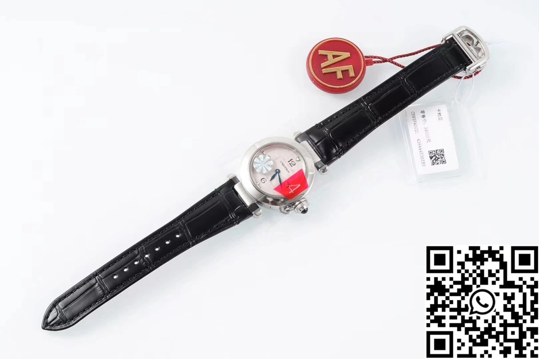 Cartier Pasha CRWGPA0018 AF Factory 30mm Silver Dial Stainless Steel Black Leather Band