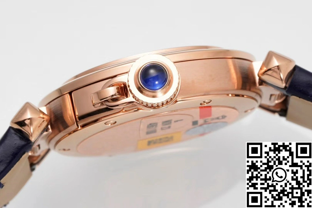 Cartier Pasha WJPA0017 AF Factory 30mm Rose Gold White Dial Diamond Bezel Blue Strap