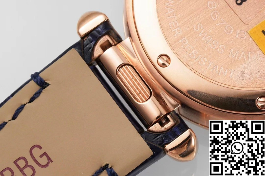 Cartier Pasha WJPA0017 AF Factory 30mm Rose Gold White Dial Diamond Bezel Blue Strap