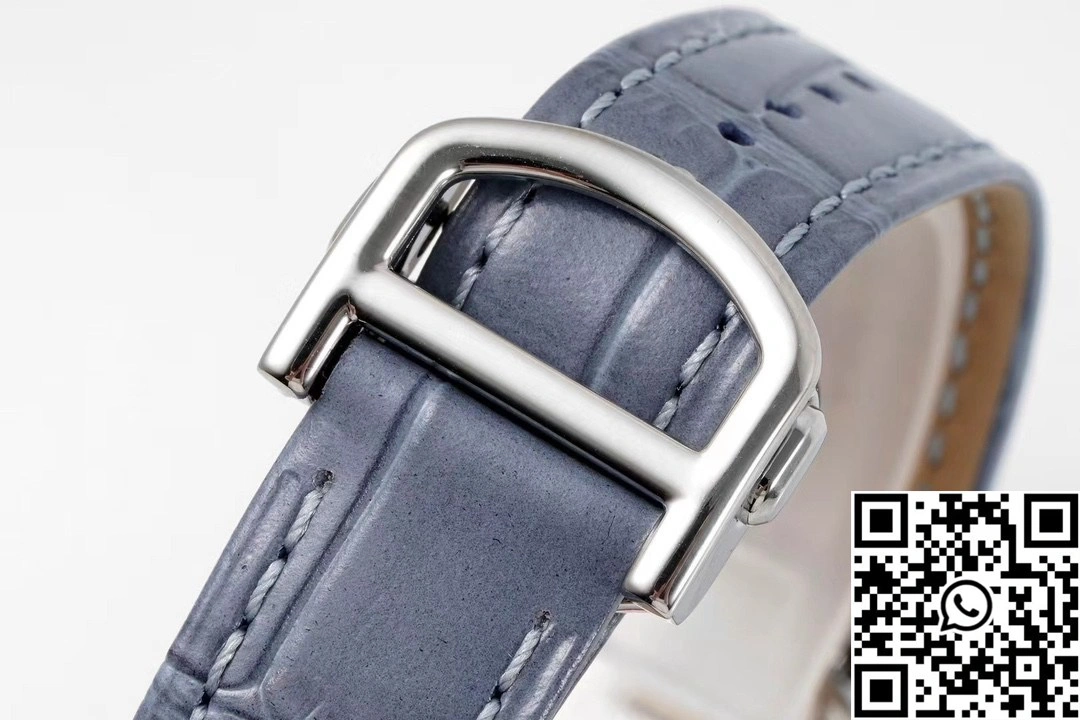 Cartier Pasha WJPA0017 AF Factory 30mm Rose Gold White Dial Diamond Bezel Light Blue Strap