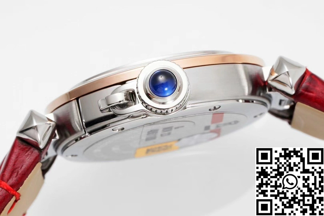 Cartier Pasha WJPA0017 AF Factory 30mm Rose Gold White Dial Diamond Bezel Red Strap