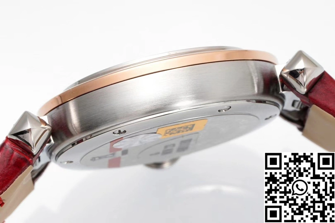 Cartier Pasha WJPA0017 AF Factory 30mm Rose Gold White Dial Diamond Bezel Red Strap