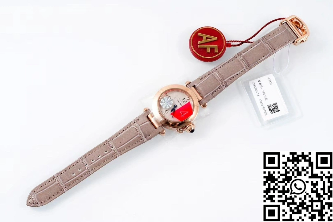 Cartier Pasha WJPA0017 AF Factory 30mm Rose Gold White Dial Diamond Bezel White Strap