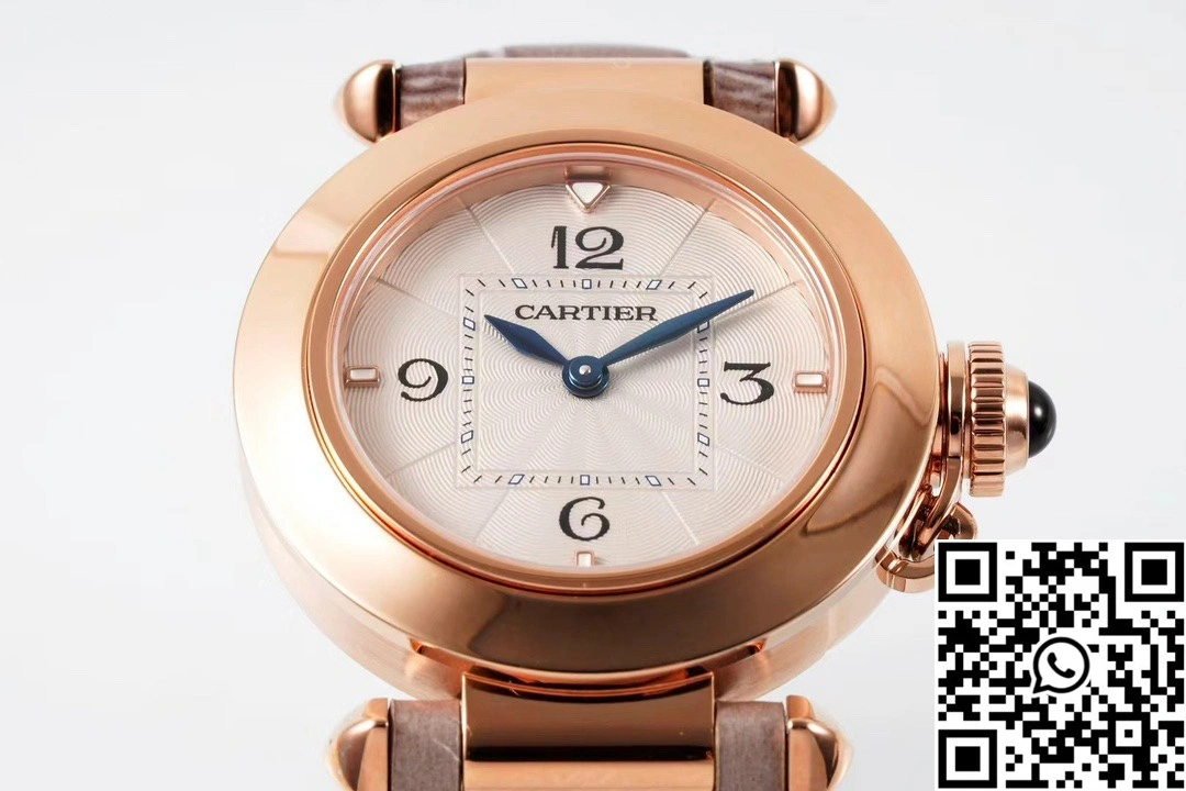Cartier Pasha WJPA0017 AF Factory 30mm Rose Gold White Dial Diamond Bezel White Strap