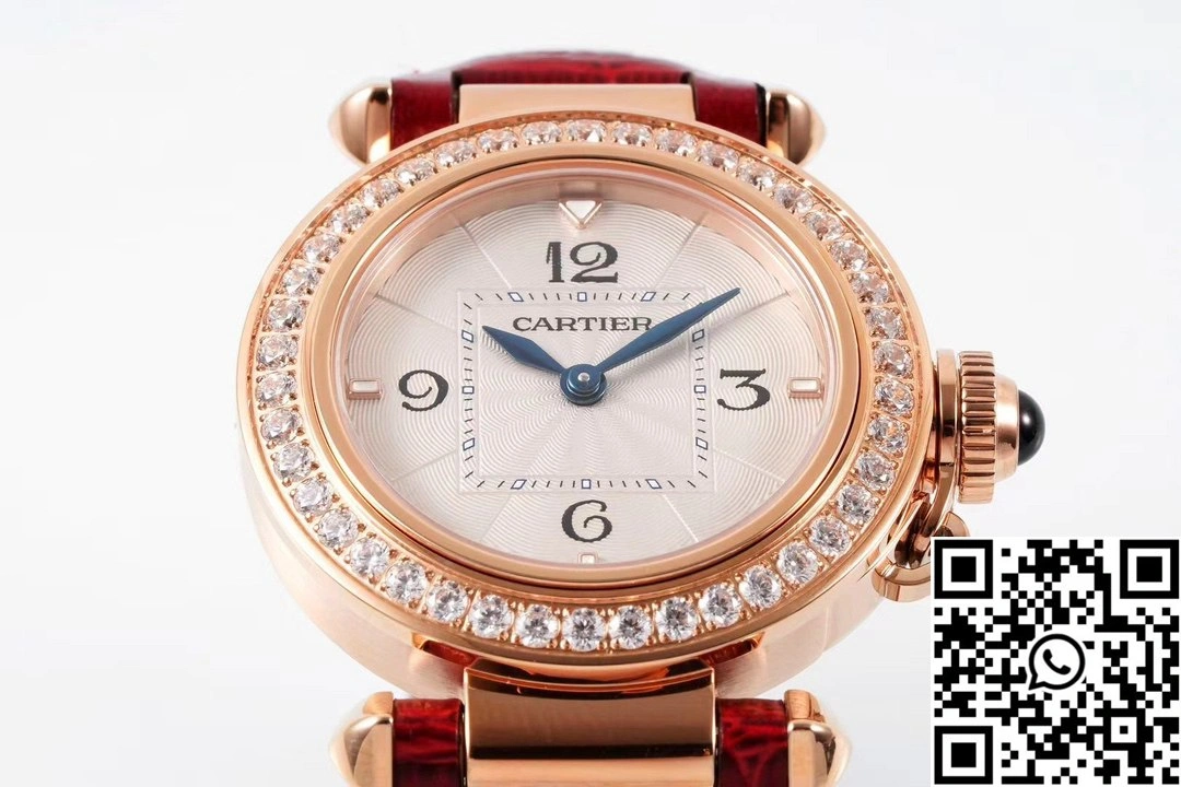 Cartier Pasha WJPA0017 AF Factory 30mm Rose Gold White Dial Diamond Bezel