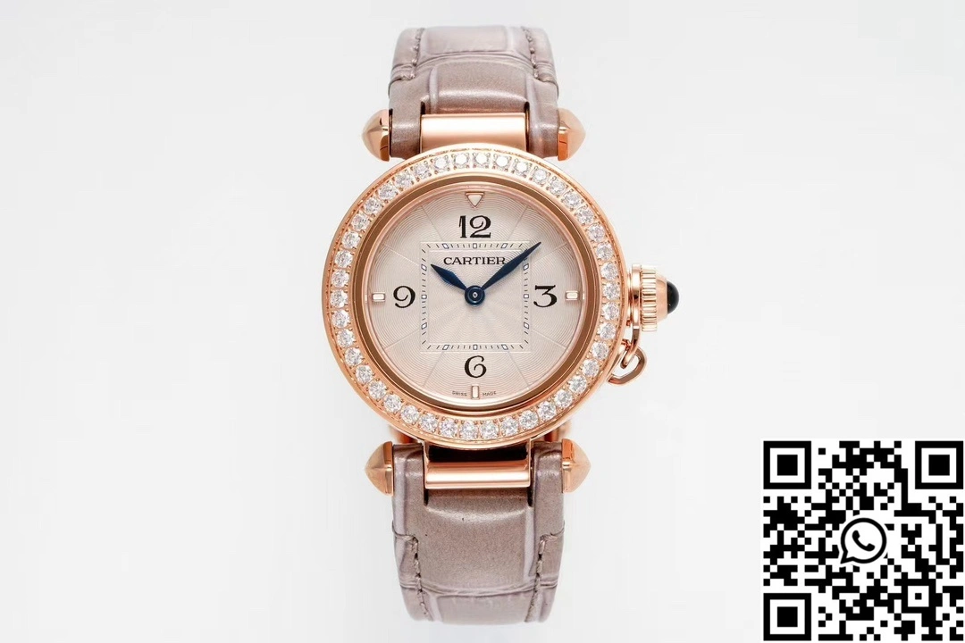Cartier Pasha WJPA0017 AF Factory 30mm Rose Gold White Dial Diamond Bezel
