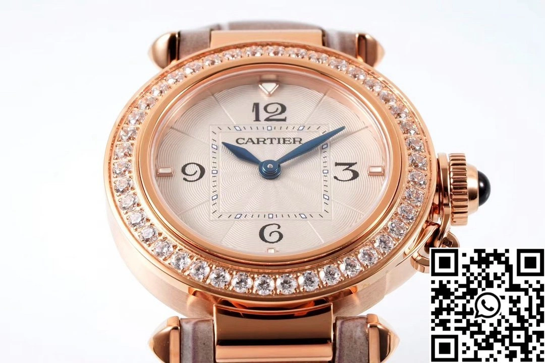 Cartier Pasha WJPA0017 AF Factory 30mm Rose Gold White Dial Diamond Bezel