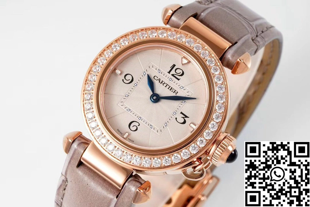 Cartier Pasha WJPA0017 AF Factory 30mm Rose Gold White Dial Diamond Bezel