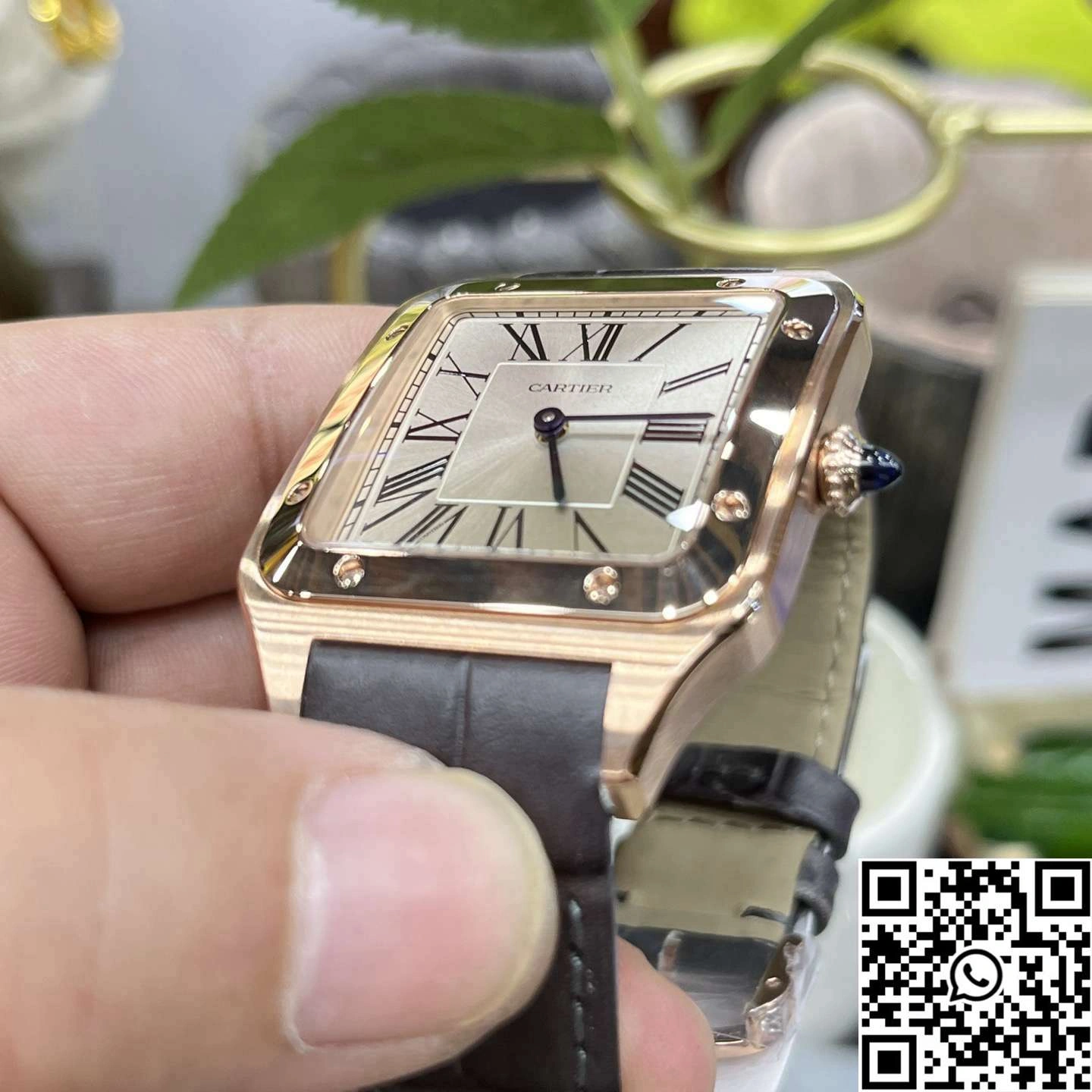 Cartier Santos Dumont CRWGSA0032 F1 Factory Rose Gold Silver Dial