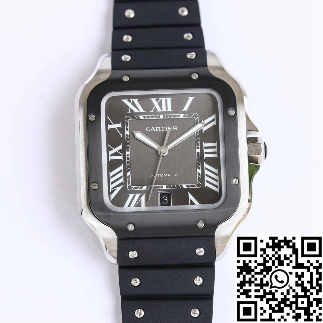 Cartier Santos WSSA0037 GF Factory V2 Black Rubber Strap