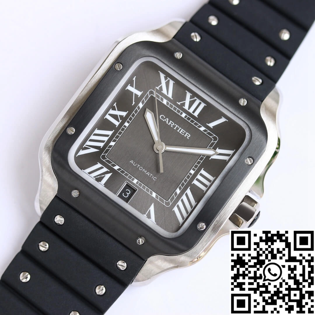 Cartier Santos WSSA0037 GF Factory V2 Black Rubber Strap