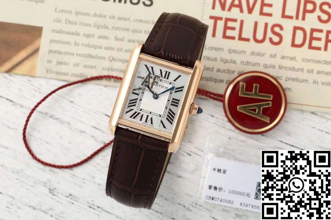 Cartier Tank CRWGTA0342 AF Factory 25.5mm Rose Gold White Dial Brown Band