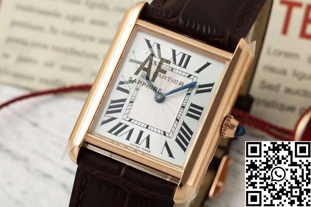 Cartier Tank CRWGTA0342 AF Factory 25.5mm Rose Gold White Dial Brown Band