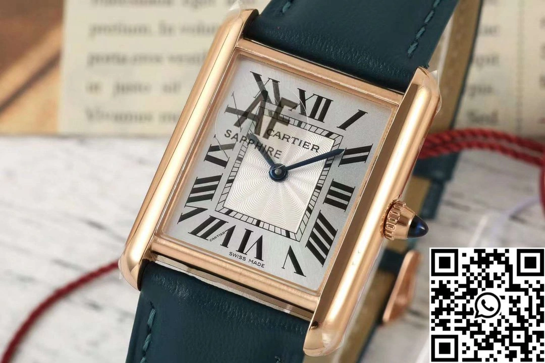 Cartier Tank CRWGTA0342 AF Factory 25.5mm Rose Gold White Dial Green Band