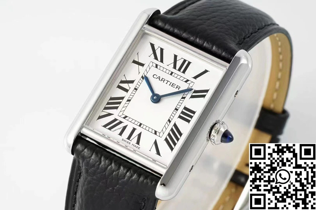 Cartier Tank Must CRWSTA0107 AF Factory 25.5mm Stainless Steel White Dial Leather Band