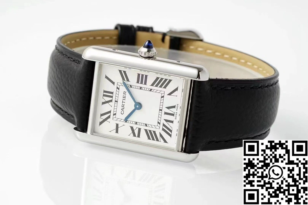 Cartier Tank Must CRWSTA0107 AF Factory 25.5mm Stainless Steel White Dial Leather Band