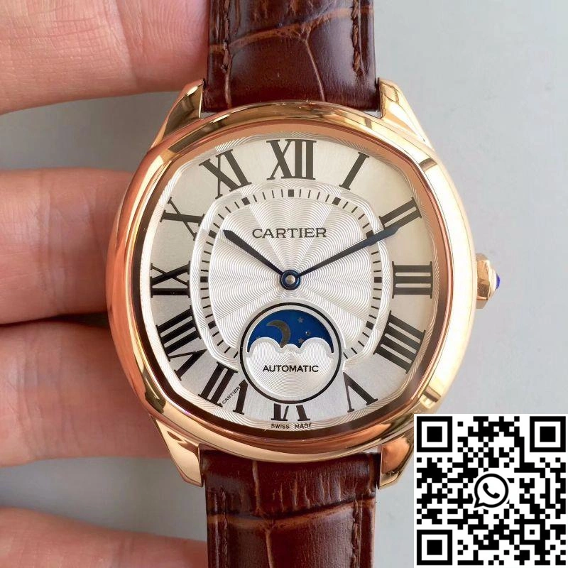 Drive De Cartier Moonphase WGNM0008 Rose Gold Silver Dial