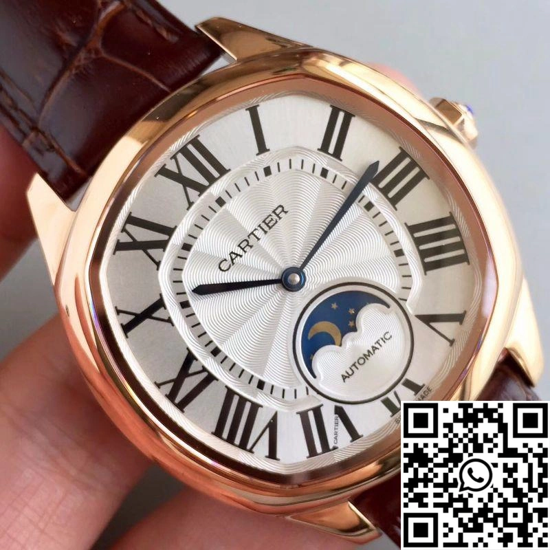 Drive De Cartier Moonphase WGNM0008 Rose Gold Silver Dial