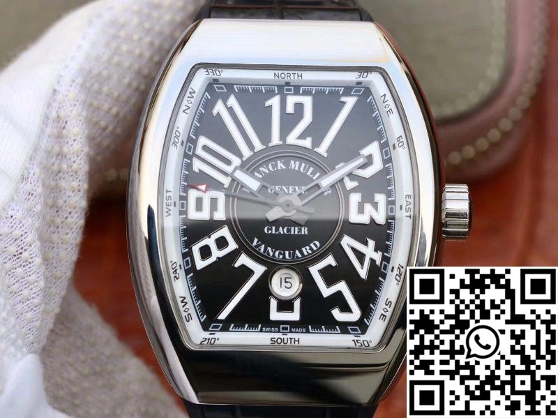 Franck Muller Vanguard V45-04 Black Leather Strap Black Dial