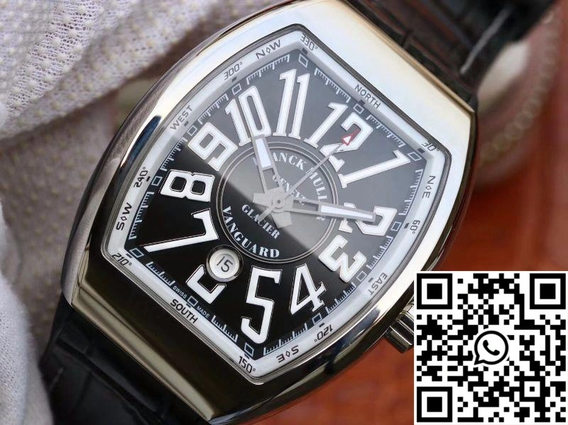 Franck Muller Vanguard V45-04 Black Leather Strap Black Dial