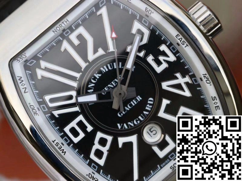Franck Muller Vanguard V45-04 Black Leather Strap Black Dial