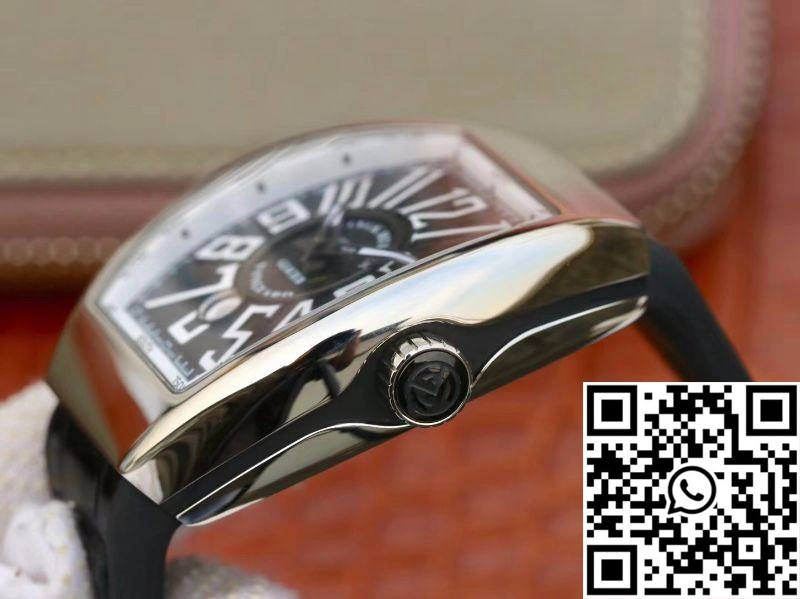 Franck Muller Vanguard V45-04 Black Leather Strap Black Dial