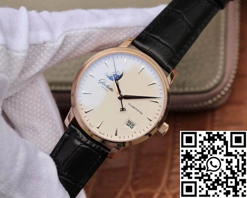 Glashutte Original Senator 1-36-04-04-02-01 Moonphase 18K Rose Gold White Dial
