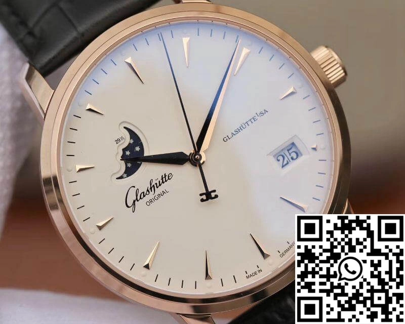 Glashutte Original Senator 1-36-04-04-02-01 Moonphase 18K Rose Gold White Dial