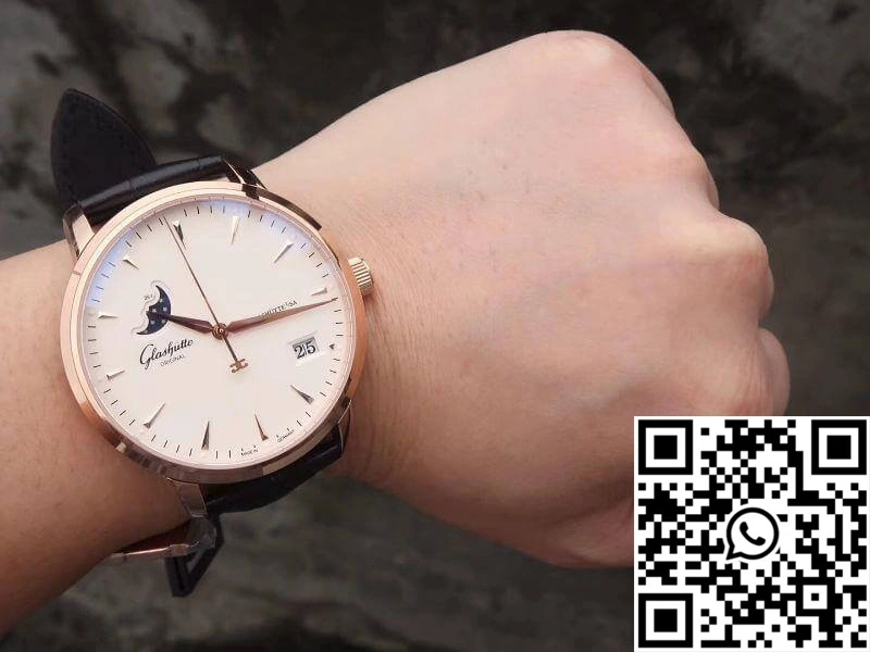 Glashutte Original Senator 1-36-04-04-02-01 Moonphase 18K Rose Gold White Dial