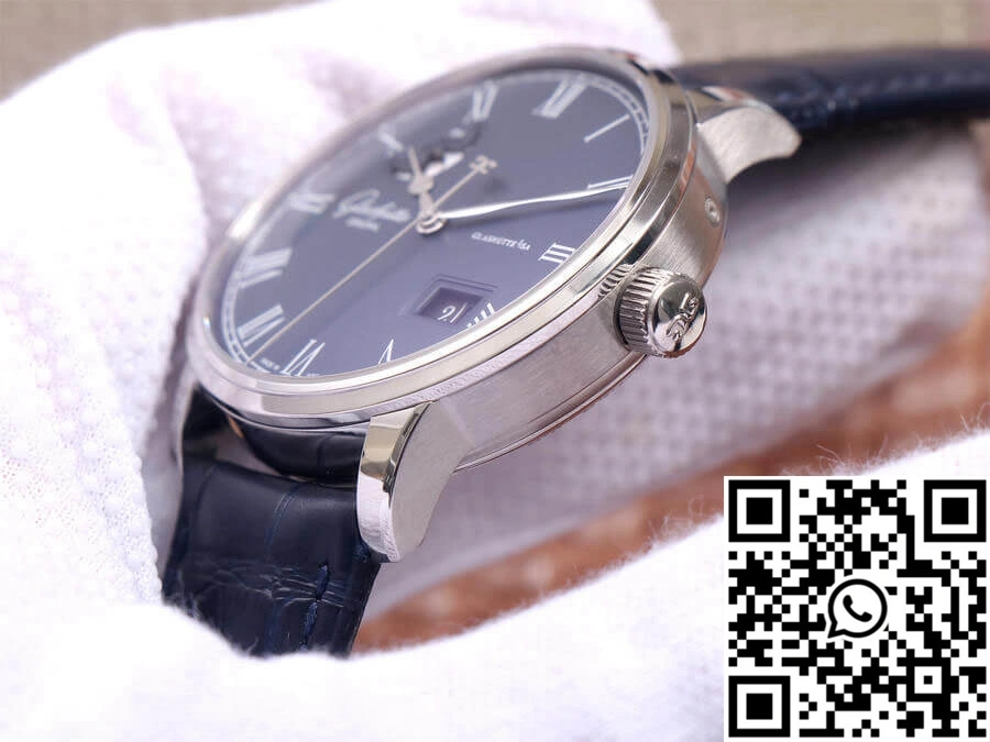 Glashutte Senator Moon Phase 1-36-04 V9 Factory Blue Leather Strap