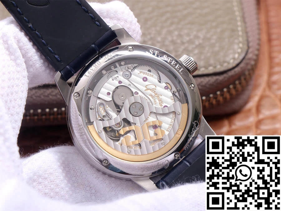Glashutte Senator Moon Phase 1-36-04 V9 Factory Blue Leather Strap