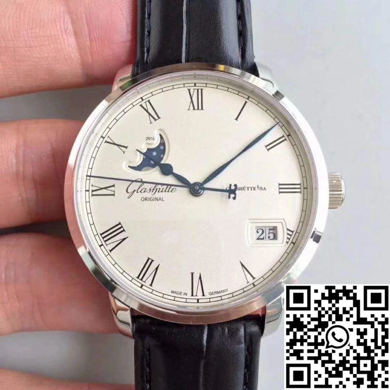 Glashutte Senator Panorama Date Moon Phase 100-04-32-12-04 GF Factory White Dial