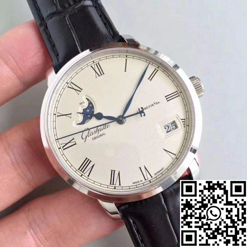 Glashutte Senator Panorama Date Moon Phase 100-04-32-12-04 GF Factory White Dial