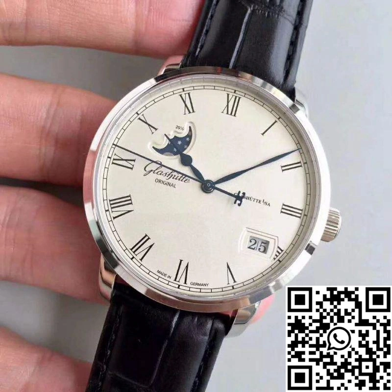 Glashutte Senator Panorama Date Moon Phase 100-04-32-12-04 GF Factory White Dial