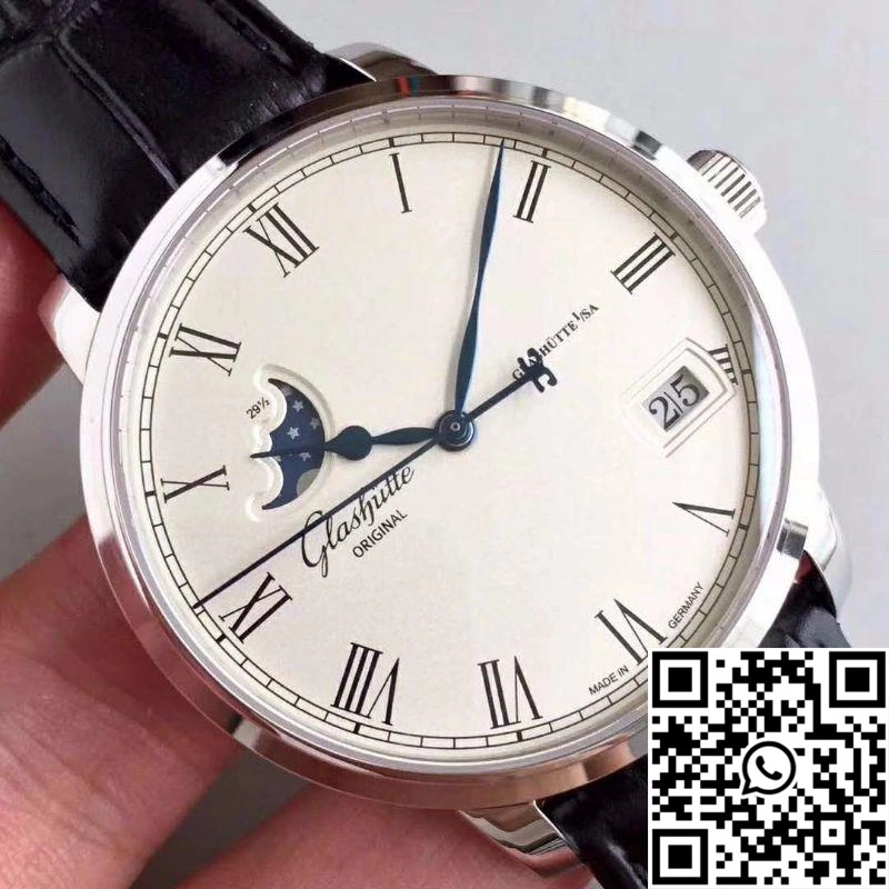 Glashutte Senator Panorama Date Moon Phase 100-04-32-12-04 GF Factory White Dial