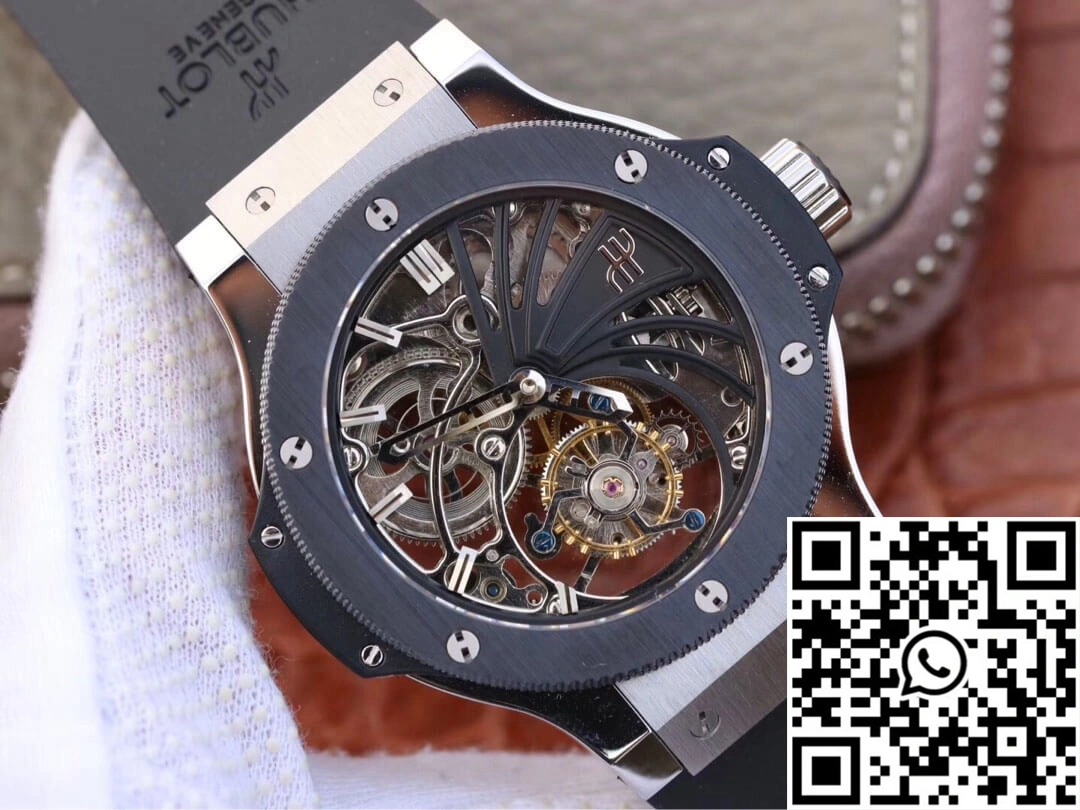 Hublot Big Bang Hollow Tourbillon Ceramic Bezel Skeleton Dial