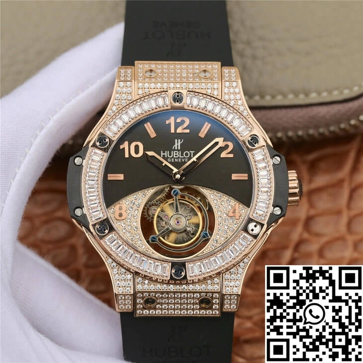 Hublot Big Bang Tourbillon Rose Gold Diamond Black Dial