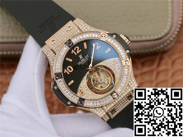 Hublot Big Bang Tourbillon Rose Gold Diamond Black Dial