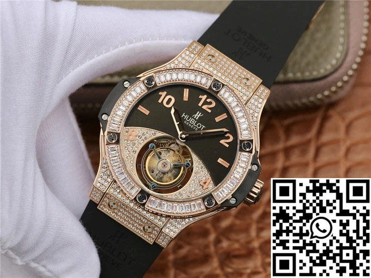 Hublot Big Bang Tourbillon Rose Gold Diamond Black Dial