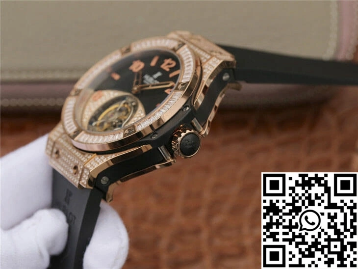 Hublot Big Bang Tourbillon Rose Gold Diamond Black Dial